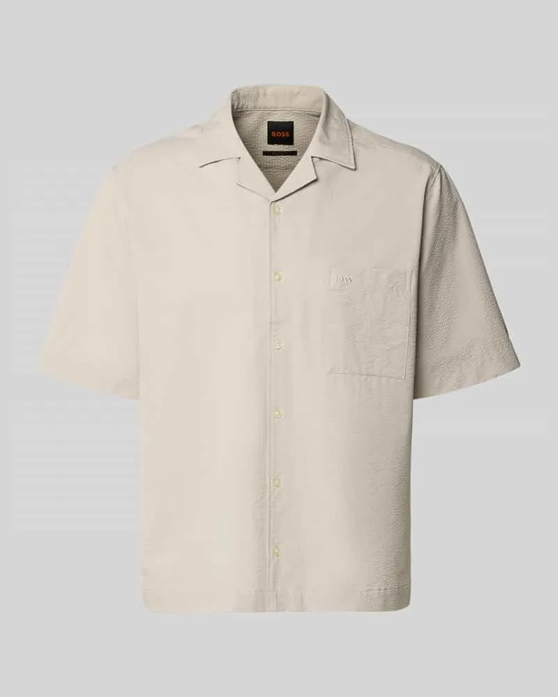 HUGO BOSS Relaxed Fit Freizeithemd mit Seersucker-Verarbeitung Modell 'LAPISY_M Sand