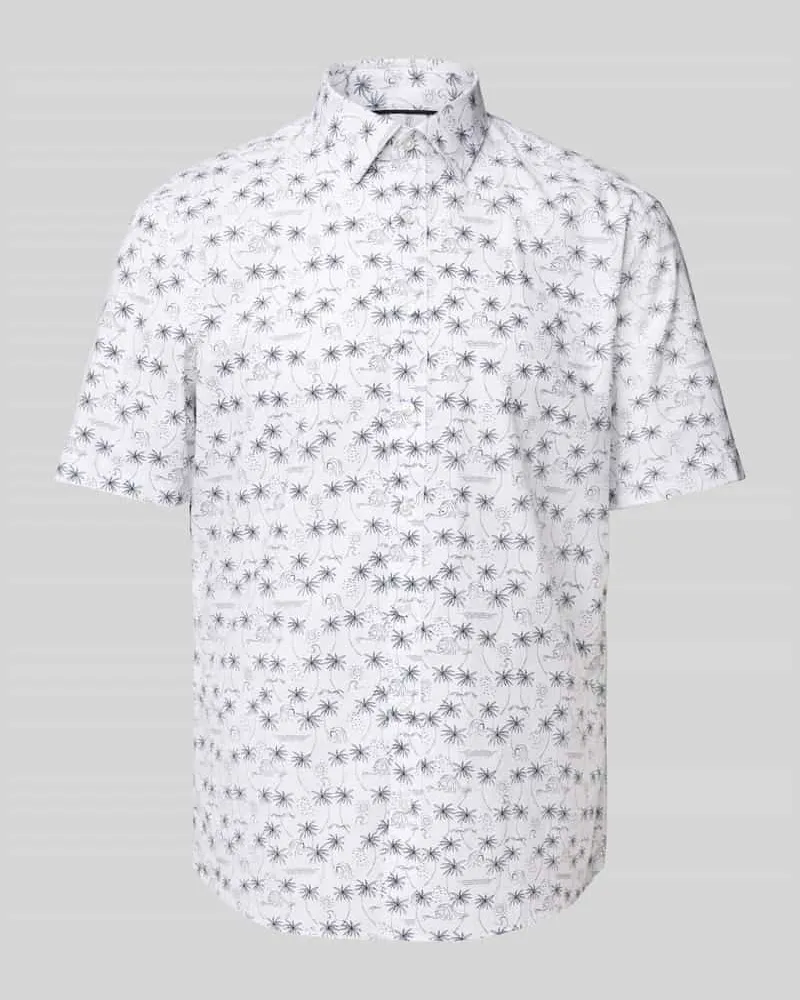 JAKE*S Slim Fit Kurzarmhemd mit Knopfleiste 