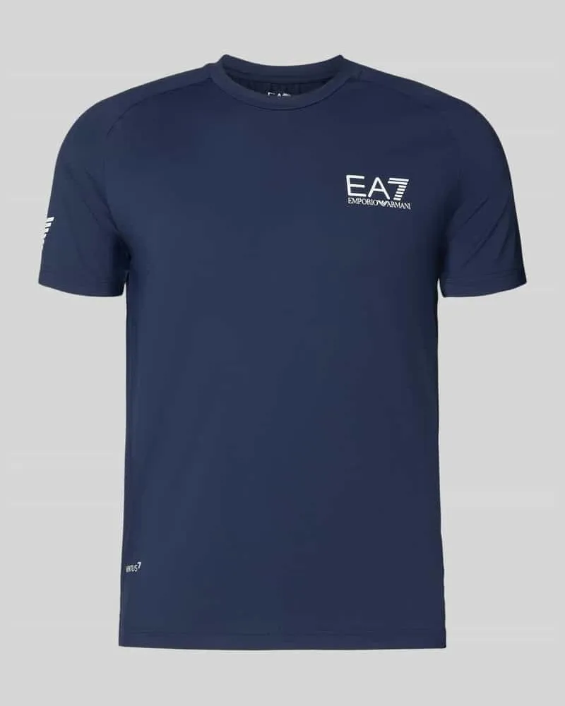 EA7 T-Shirt mit Label-Print Dunkelblau
