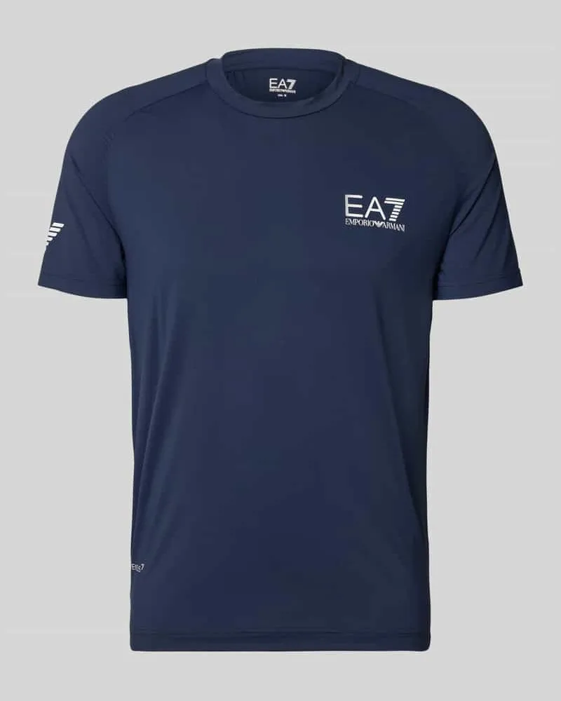 EA7 T-Shirt mit Label-Print Dunkelblau