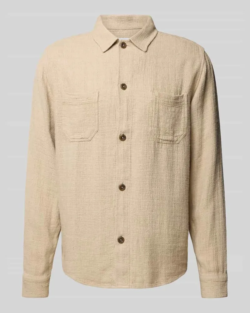 LES DEUX Regular Fit Hemdjacke aus Viskose-Leinen-Mix Modell 'Hamilton Sand