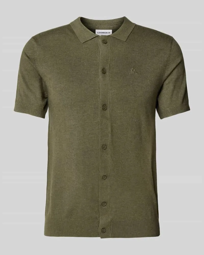 Lindbergh Slim Fit Freizeithemd mit Logo-Stitching Modell 'Ecovero Oliv