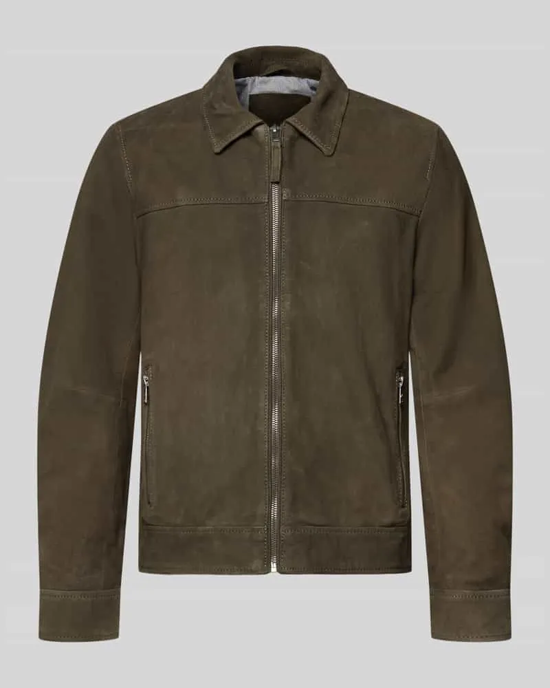 Mauritius Lederjacke aus Schafsnubuk mit Reißverschluss Modell 'TRIVEN Schilf