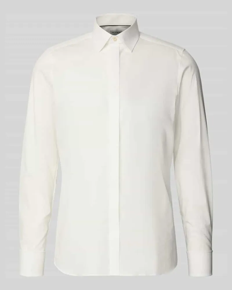 Olymp Slim Fit Smokinghemd aus Baumwolle mit Stretch-Anteil Ecru