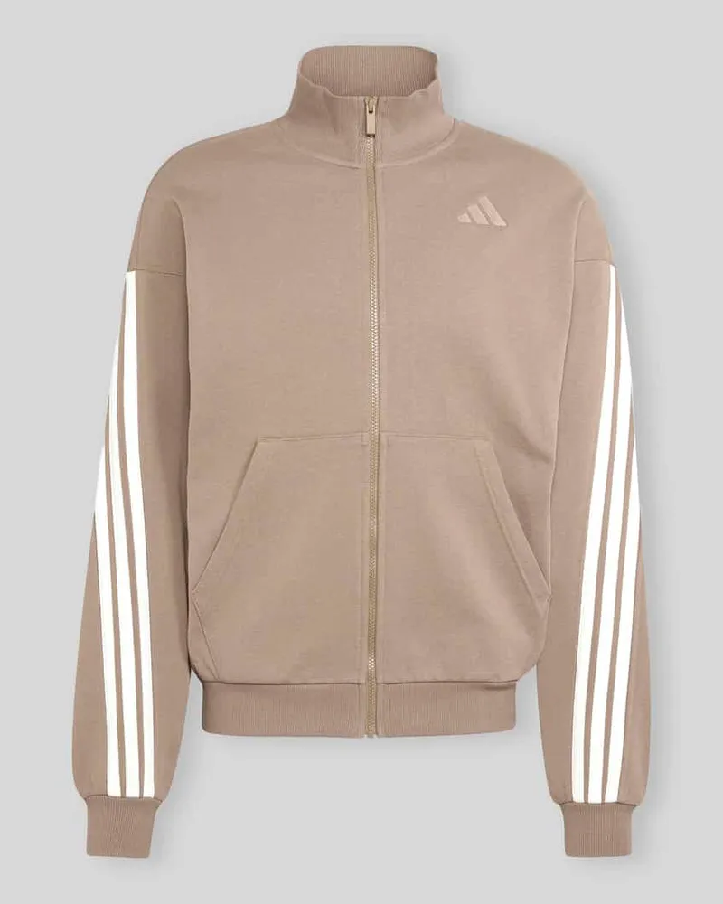 adidas Regular Fit Trainingsjacke aus Baumwolle mit 3-Streifen-Design Beige