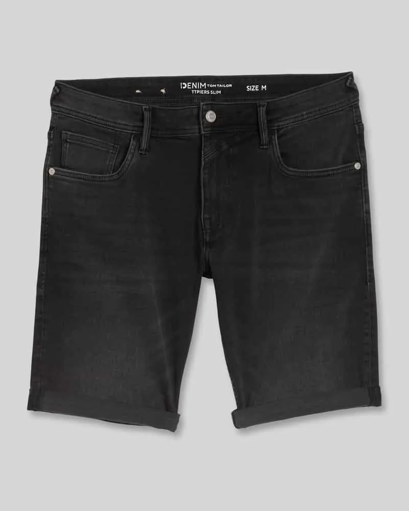 Tom Tailor Slim Fit Jeansshorts aus Baumwoll-Mix Modell 'TTPIERS SLIM Black