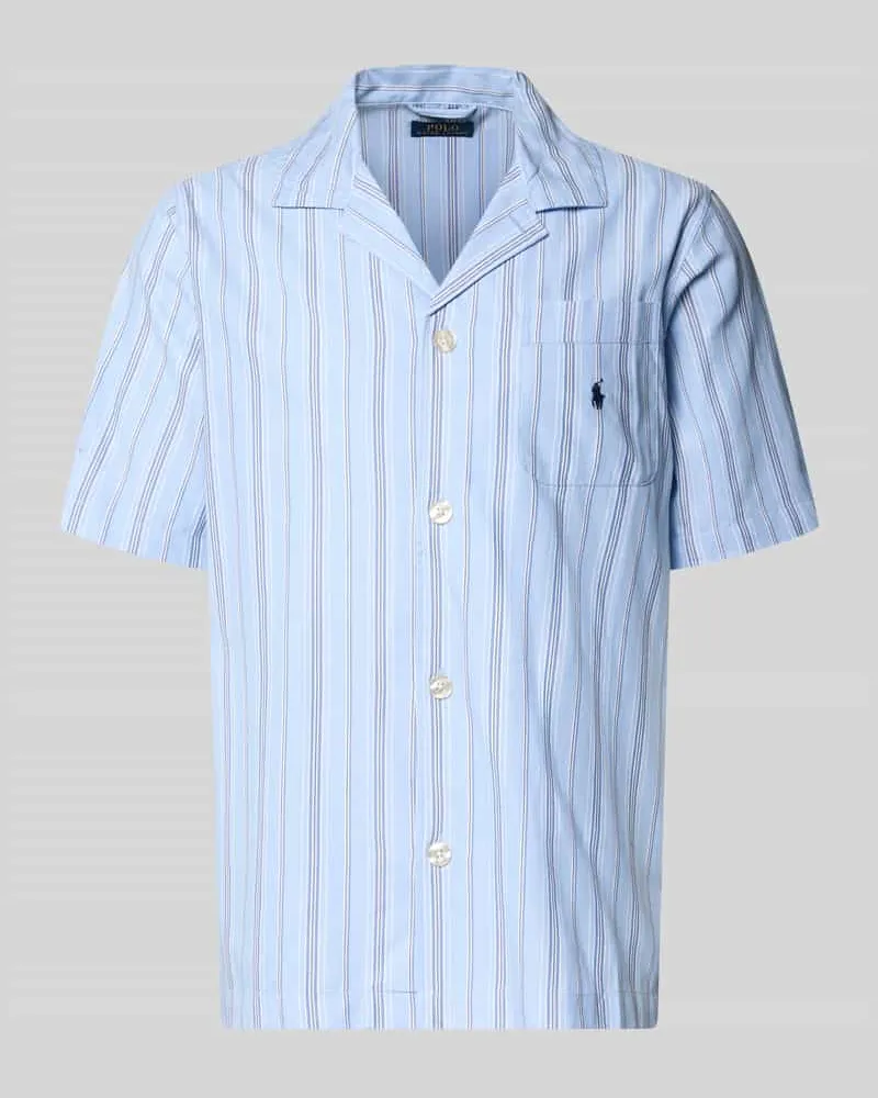Ralph Lauren Comfort Fit Pyjama-Oberteil aus reiner Baumwolle Blau