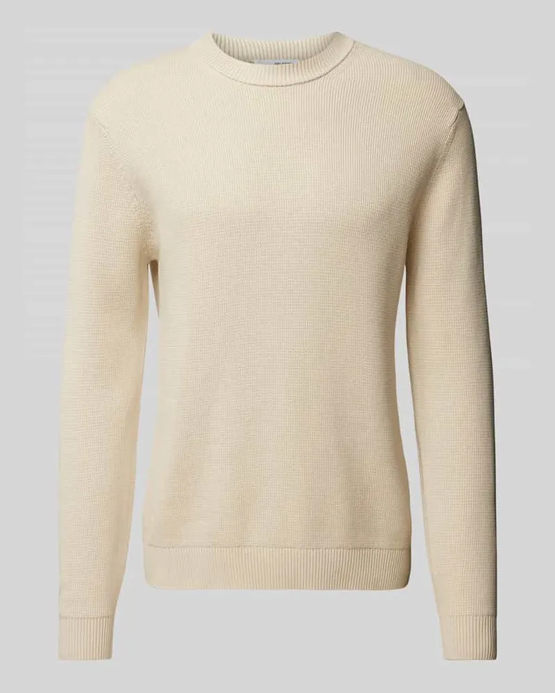 Selected Homme Strickpullover mit gerippten Abschlüssen Modell 'DANE Offwhite