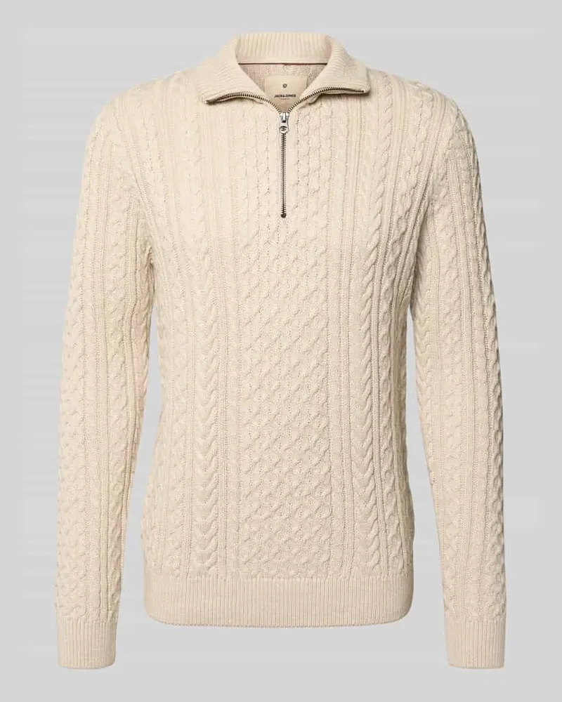 Jack & Jones Strickpullover mit gerippten Abschlüssen Modell 'BLUSEAN Offwhite