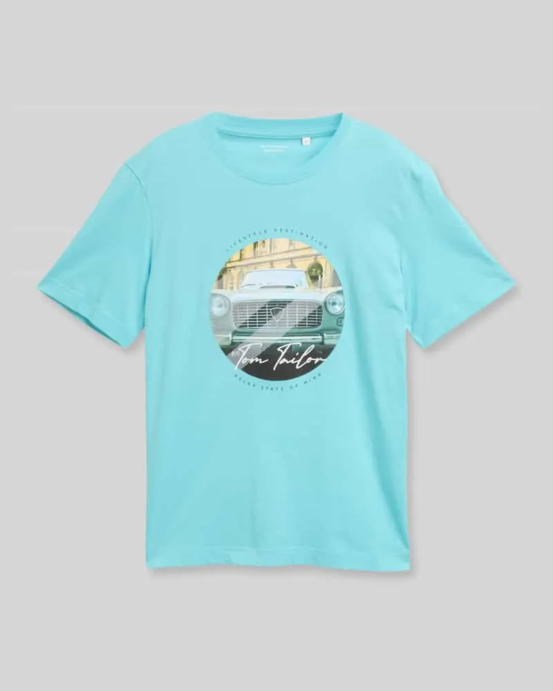 Tom Tailor Regular Fit T-Shirt aus reiner Baumwolle Petrol