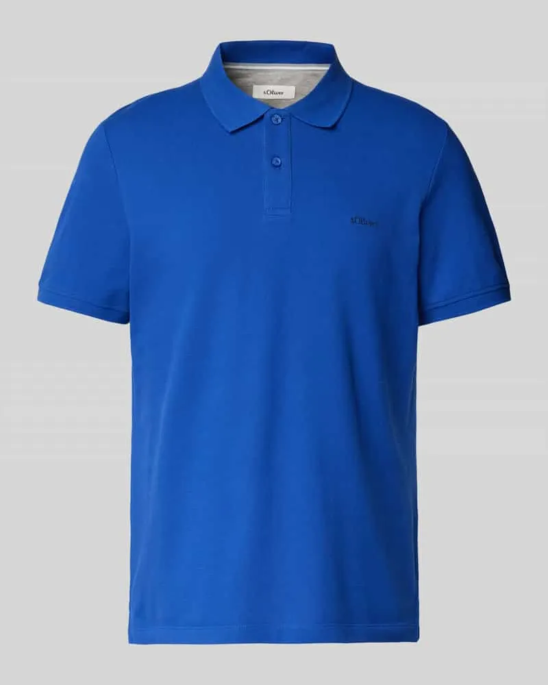 S.Oliver Regular Fit Poloshirt aus Baumwoll-Piqué mit Label-Stitching Royal