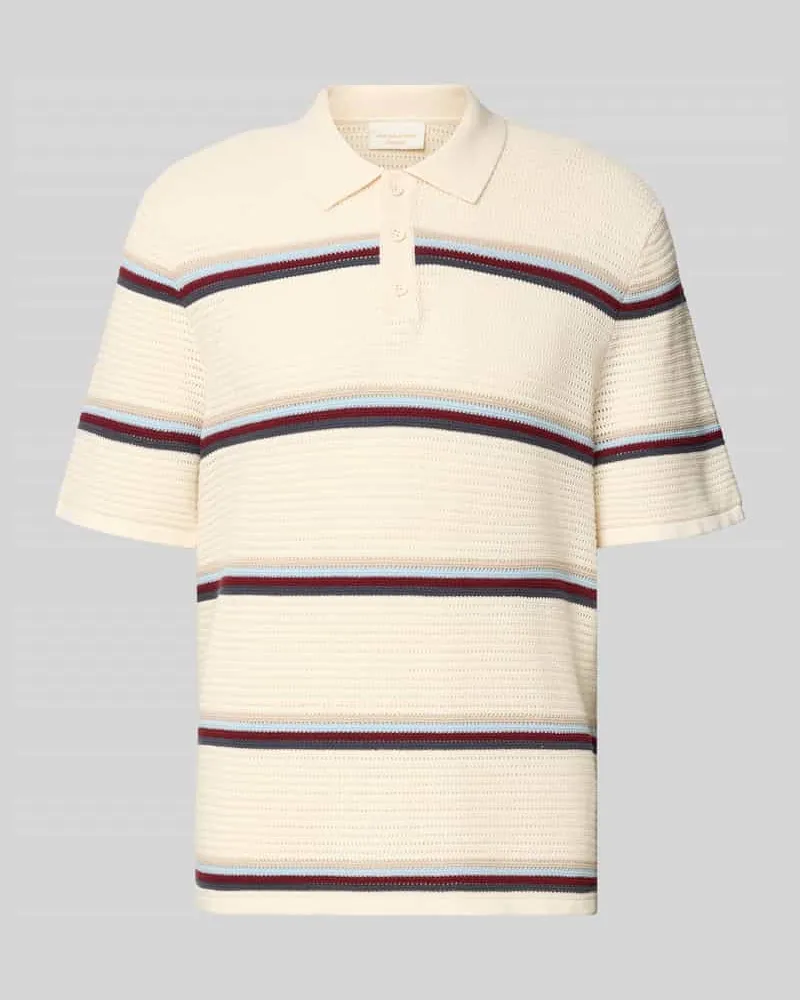 Jack & Jones Regular Fit Poloshirt mit Streifenmuster Modell 'MAINE Offwhite