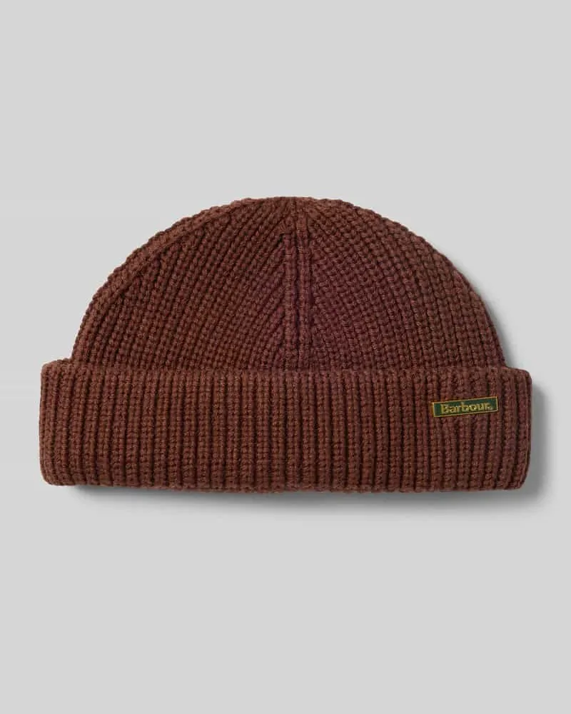 Barbour Beanie aus Baumwoll-Woll-Mix Mittelbraun