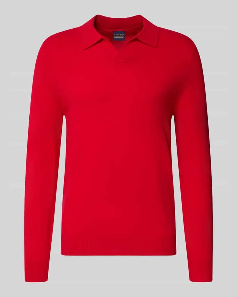 Christian Berg Strickpullover mit Polokragen und V-Ausschnitt Rot