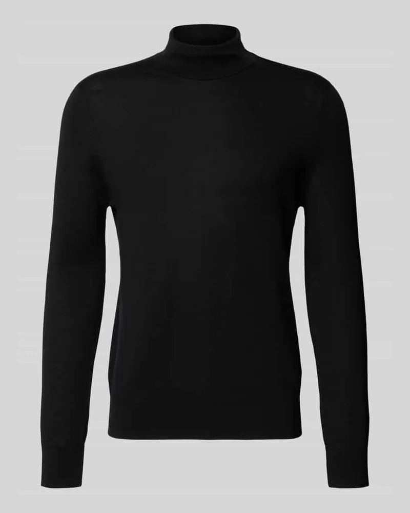 Profuomo Slim Fit Rollkragenpullover aus Wolle Black