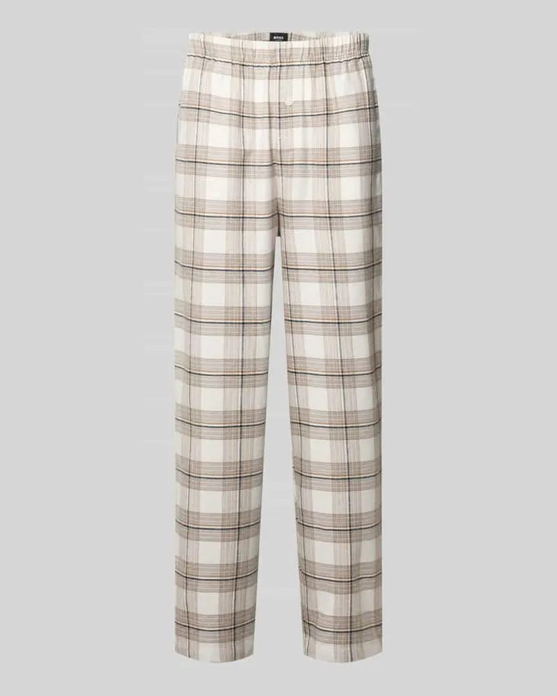 HUGO BOSS Regular Fit Pyjama-Hose aus Baumwoll-Viskose-Mix Modell 'HOLIDAY PANTS Offwhite