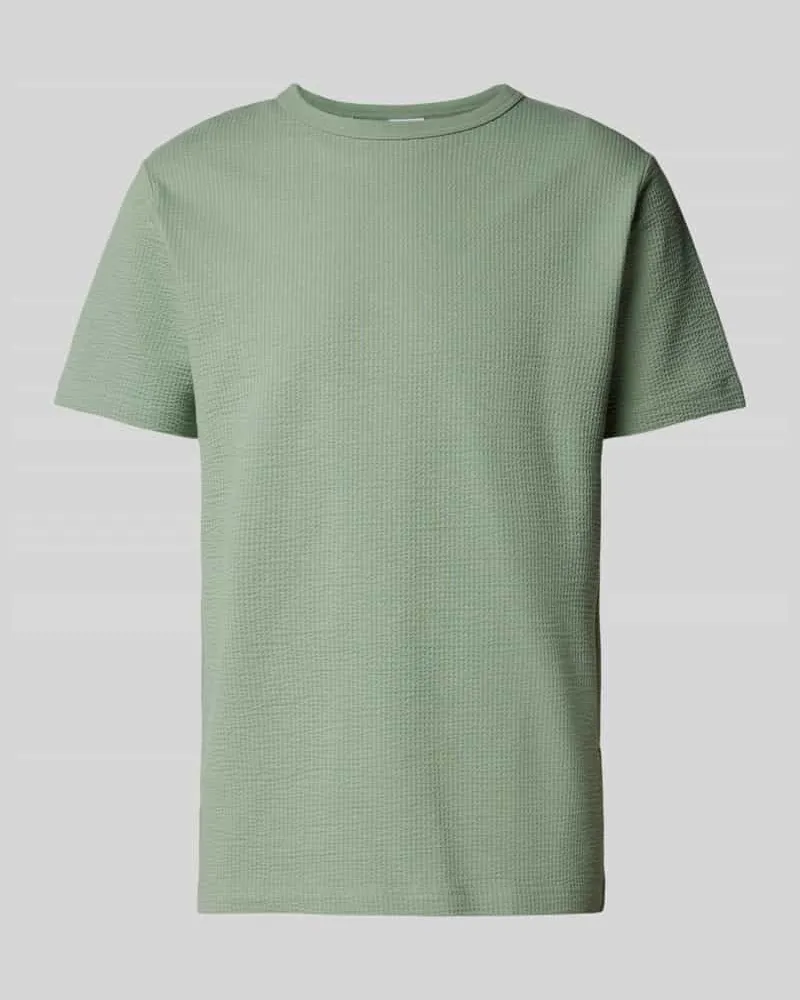 Selected Homme T-Shirt mit geripptem Rundhalsausschnitt Modell 'SANDER Hellgruen