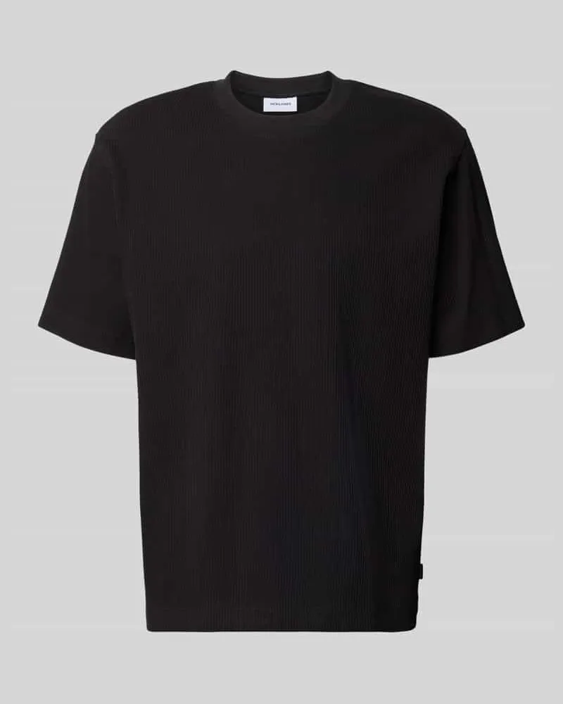 Jack & Jones T-Shirt mit Ripp-Optik Modell 'HARRISON Black