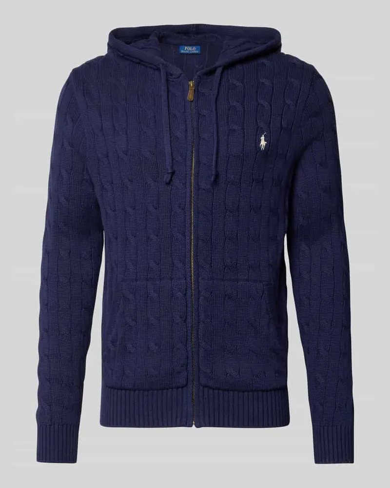 Ralph Lauren Regular Fit Strickjacke aus reiner Baumwolle Marine