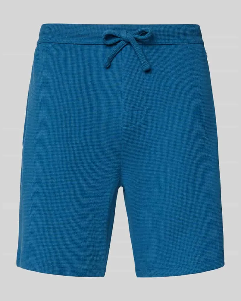 HUGO BOSS Regular Fit Sweatshorts aus Baumwoll-Mix Modell 'WAFFLE SHORTS Blau