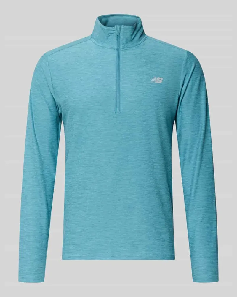 New Balance Regular Fit Sweatshirt mit Troyer-Kragen Petrol