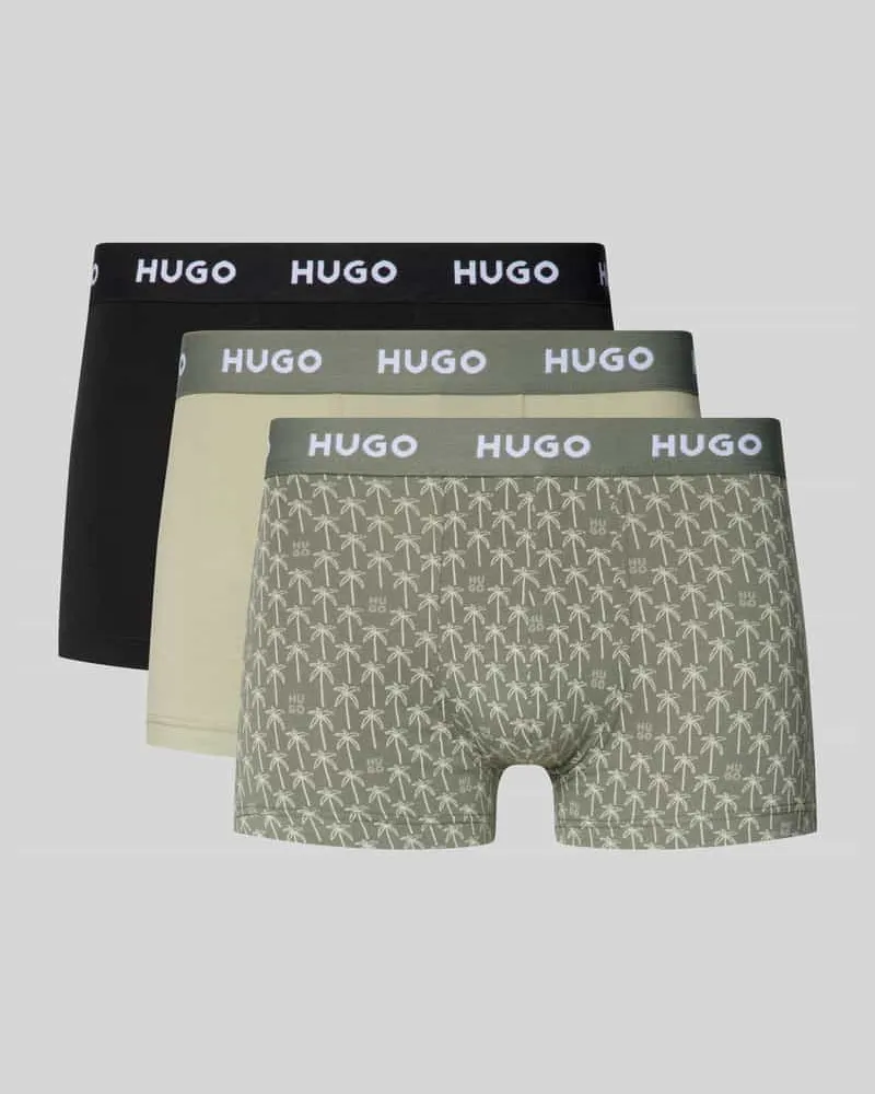 HUGO BOSS Slim Fit Trunks aus Baumwoll-Mix im 3er-Pack Modell 'TRUNK TRPLET DESIGN Schilf