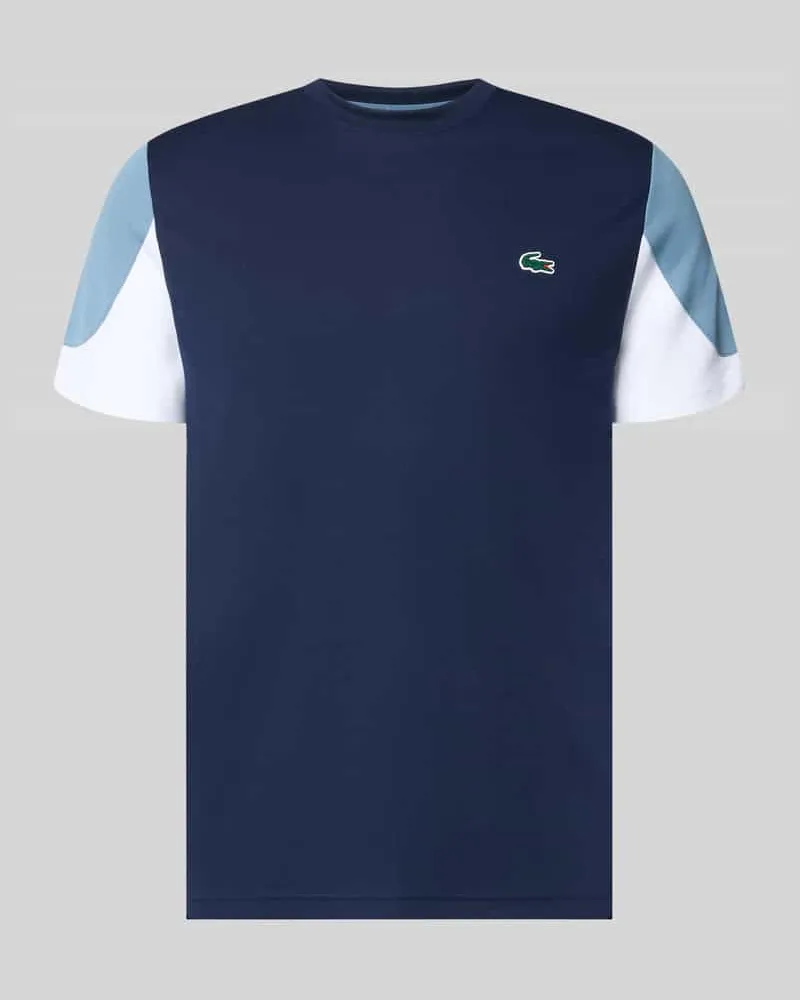 Lacoste Regular Fit Sport-T-Shirt im Colorblock-Design Dunkelblau
