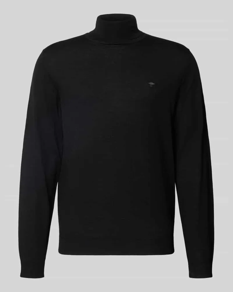 Fynch-Hatton Rollkragenpullover mit Label-Stitching Black