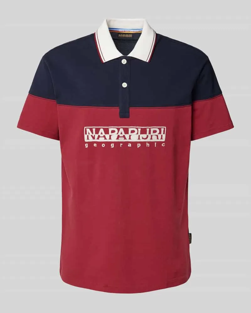 Napapijri Regular Fit Poloshirt mit Label-Stitching Modell 'SATURNIA Marine