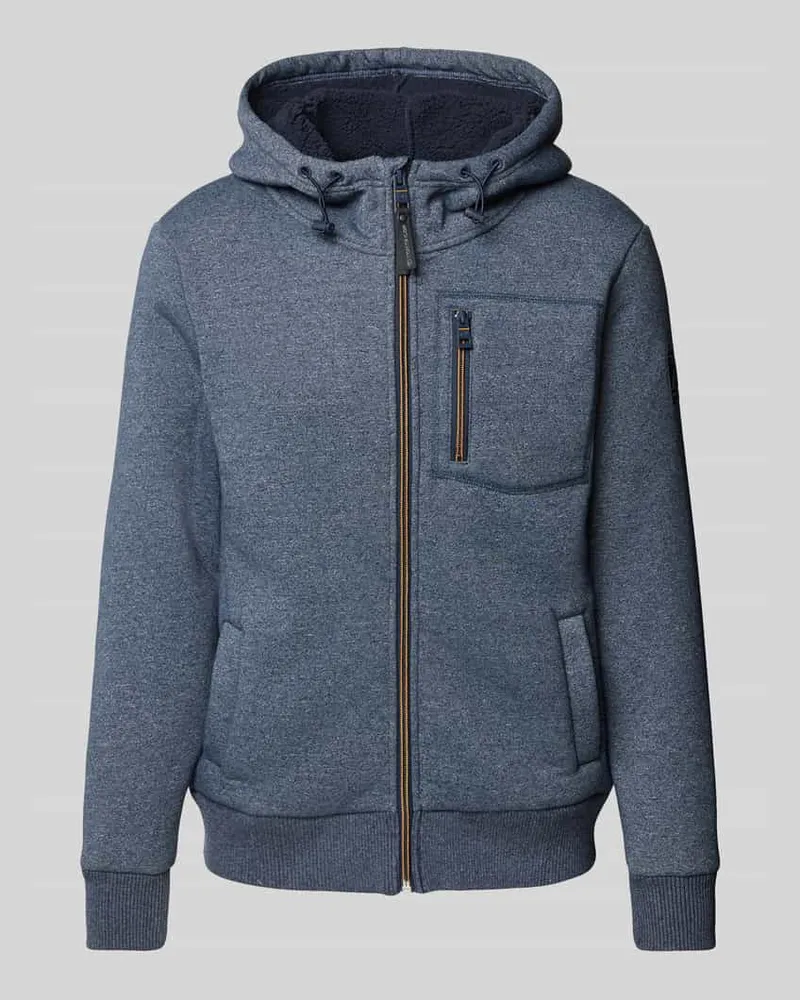 Tom Tailor Regular Fit Sweatjacke in Melange mit Label-Patch 