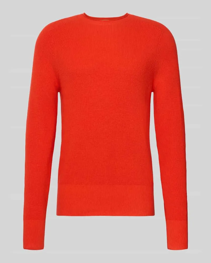 FTC Cashmere Strickpullover aus Baumwoll-Kaschmir-Mix mit gerippten Abschlüssen Rot