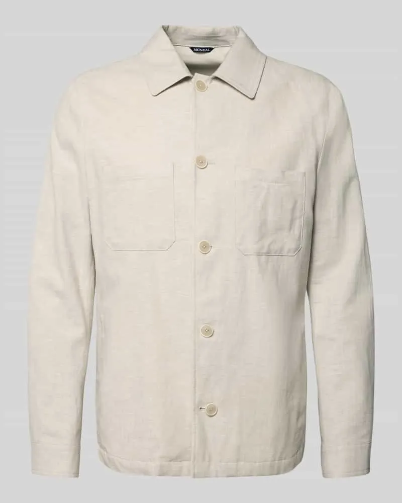 McNeal Relaxed Fit Overshirt aus Leinen-Mix mit Kentkragen Beige