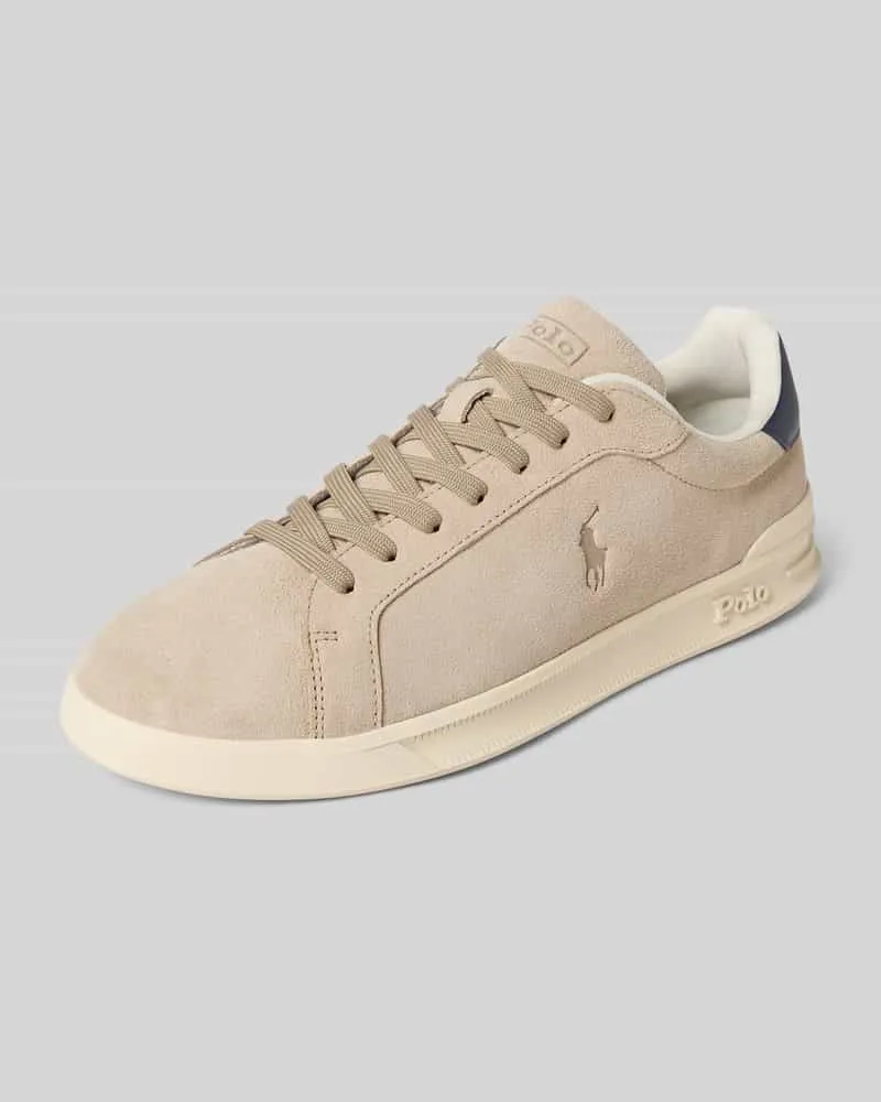 Ralph Lauren Low Top Sneaker aus echtem Rindsvelours Beige