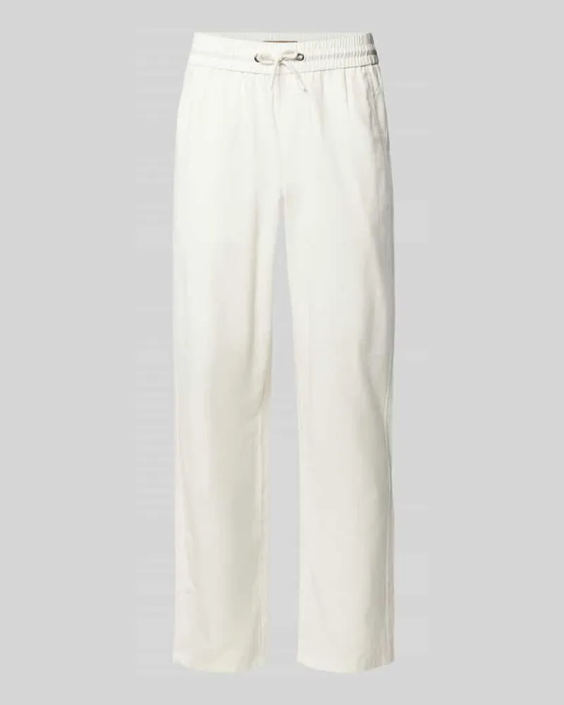 Blend Regular Fit Leinenhose mit Tunnelzug Modell 'BAY Weiss