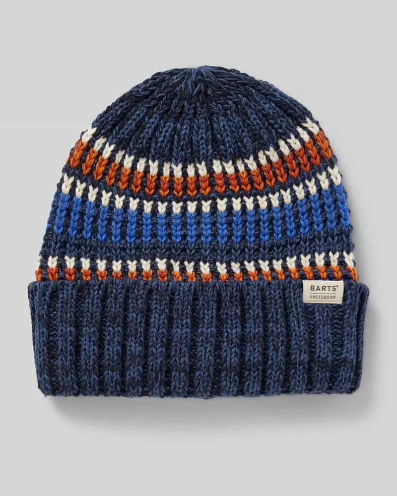 Barts Beanie mit Label-Detail Modell 'TRAVVIS Dunkelblau