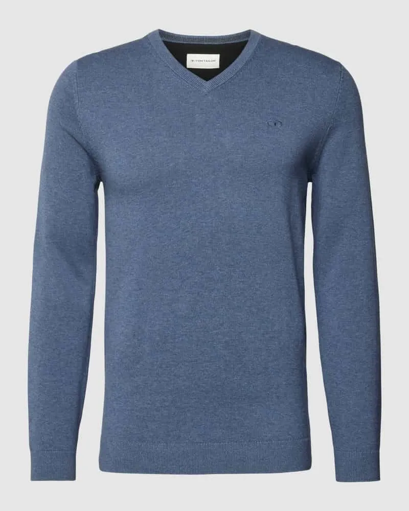 Tom Tailor Regular Fit Strickpullover aus reiner Baumwolle mit V-Ausschnitt 
