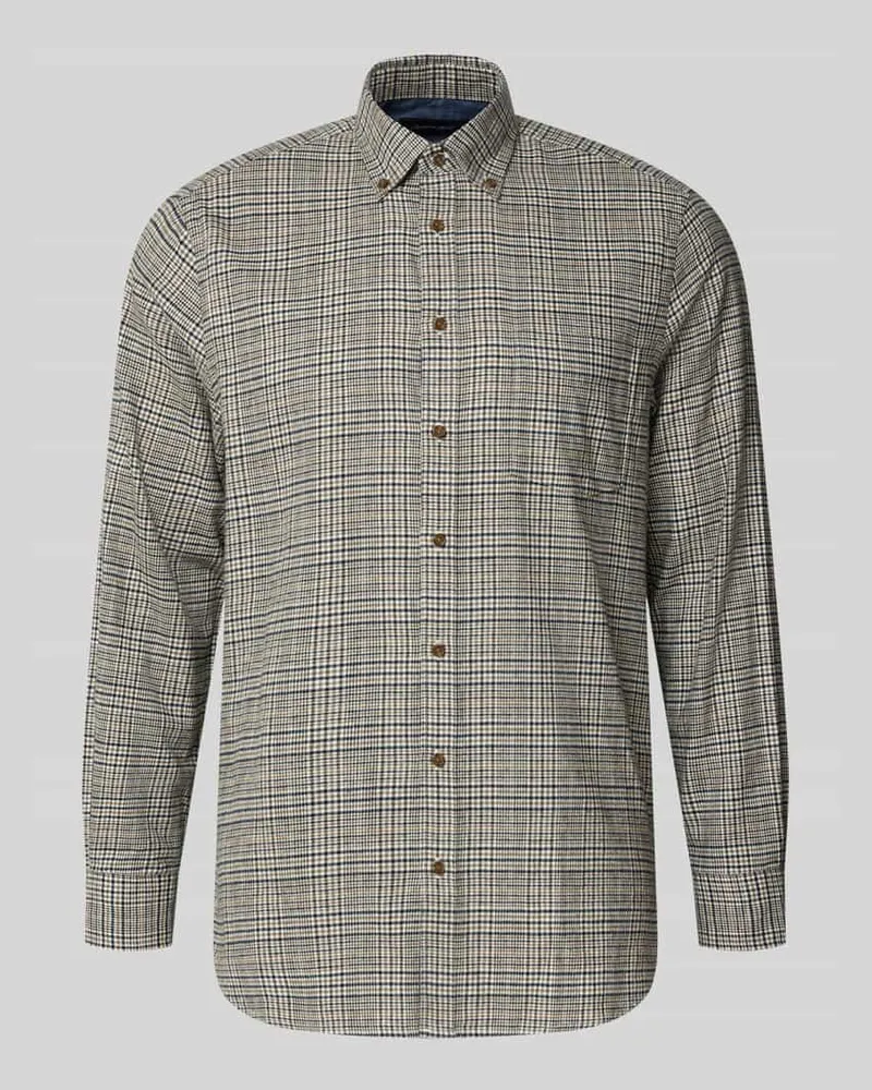Christian Berg Regular Fit Freizeithemd mit Button-Down-Kragen Cognac