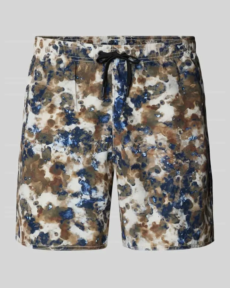 Armani Exchange Shorts im Allover-Look mit elastischem Bund Beige