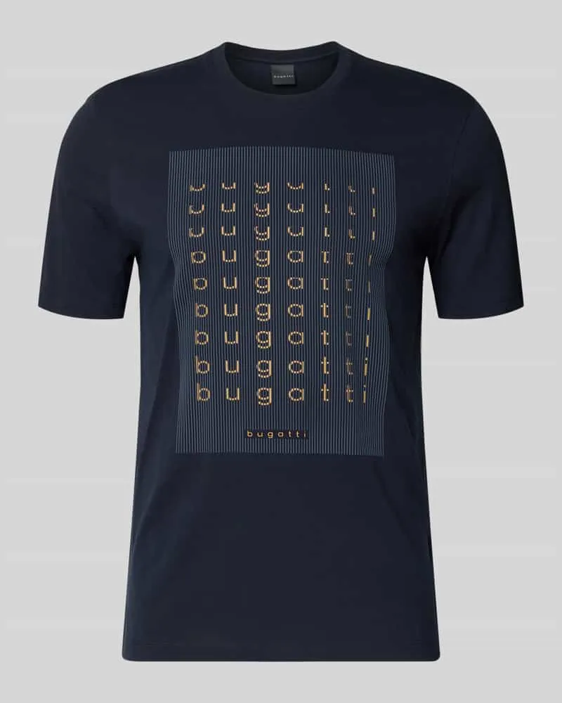 Bugatti Regular Fit T-Shirt mit Logo-Print Marine