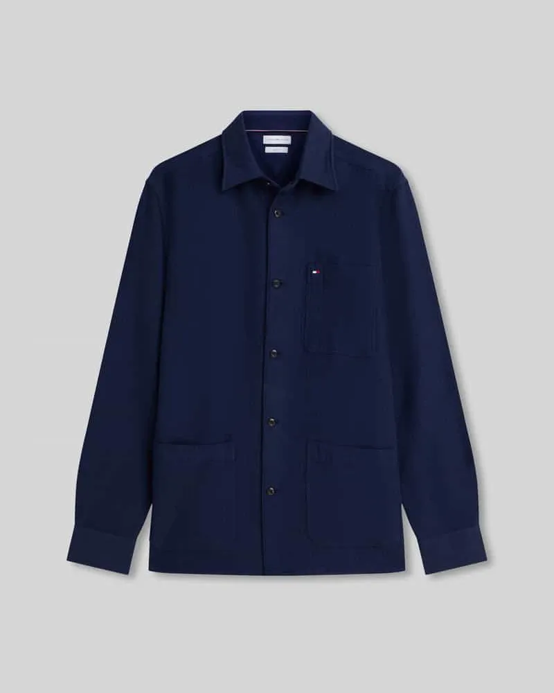 Tommy Hilfiger Regular Fit Overshirt aus Baumwoll-Mix Dunkelblau