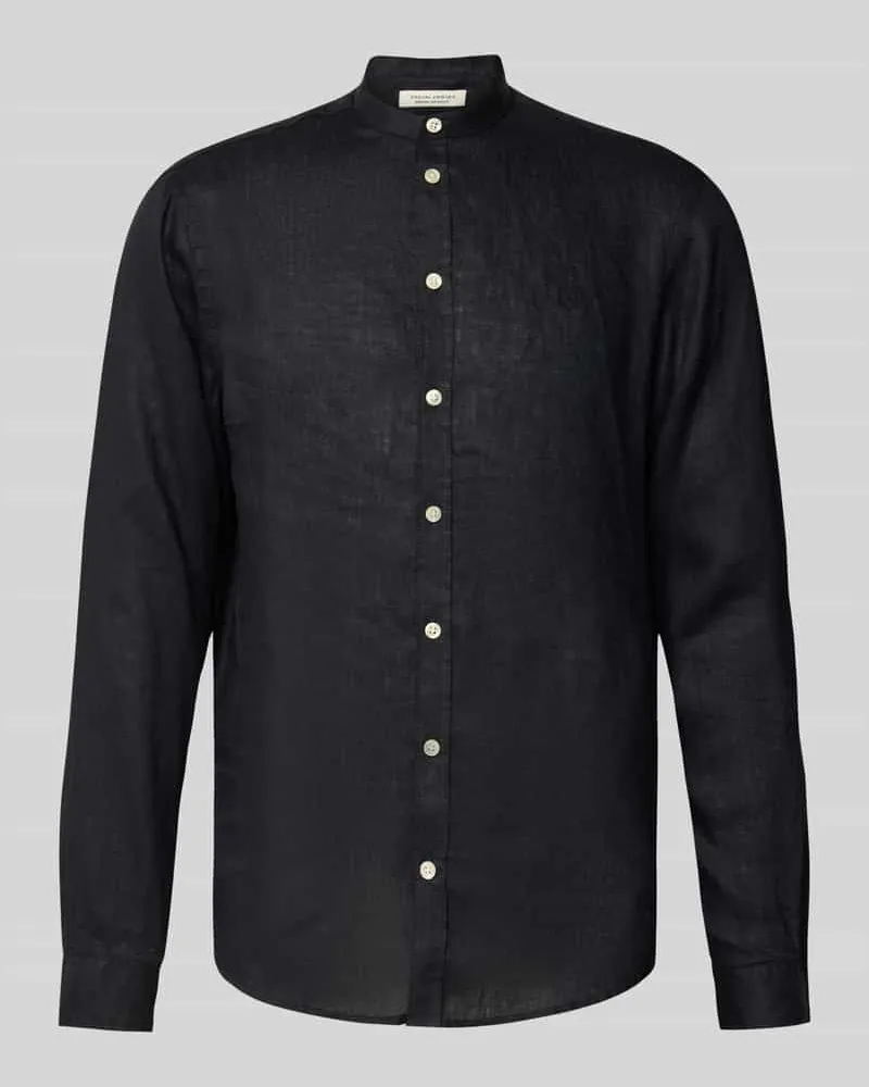Casual Friday Slim Fit Freizeithemd aus Leinen Modell 'Anton Black