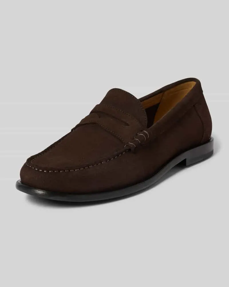 HUGO BOSS Loafer aus echtem Rindsleder Modell 'TEVAN_MOCC Dunkelbraun
