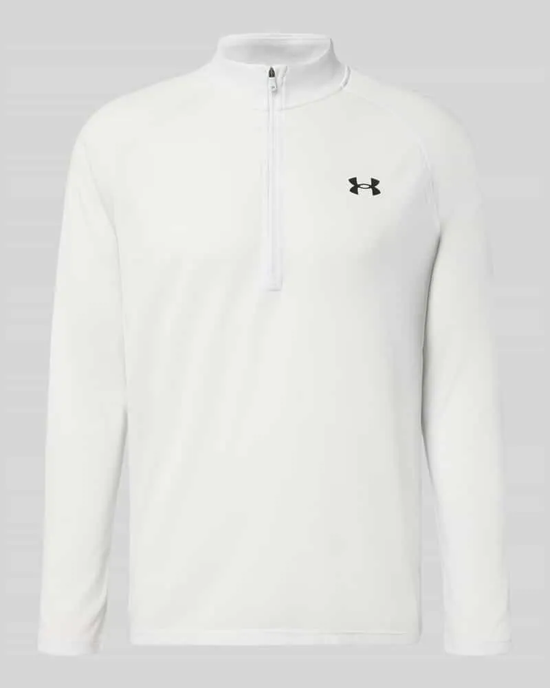 Under Armour Sweatshirt mit kurzem Reißverschluss und Logo-Print Hellgrau