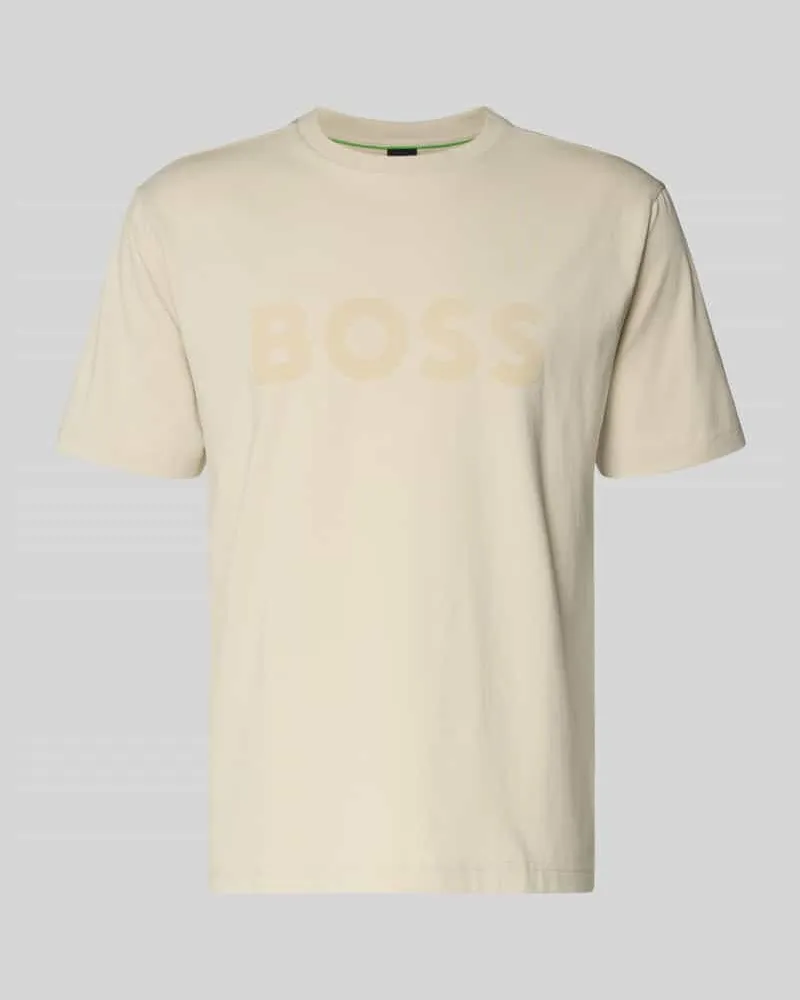 HUGO BOSS Regular Fit T-Shirt aus Baumwoll-Mix Modell 'ICONIC Beige