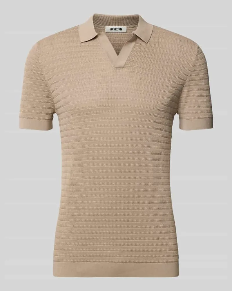 Drykorn Slim Fit Strick-Poloshirt mit Strukturmuster Modell 'BRAIAN Beige