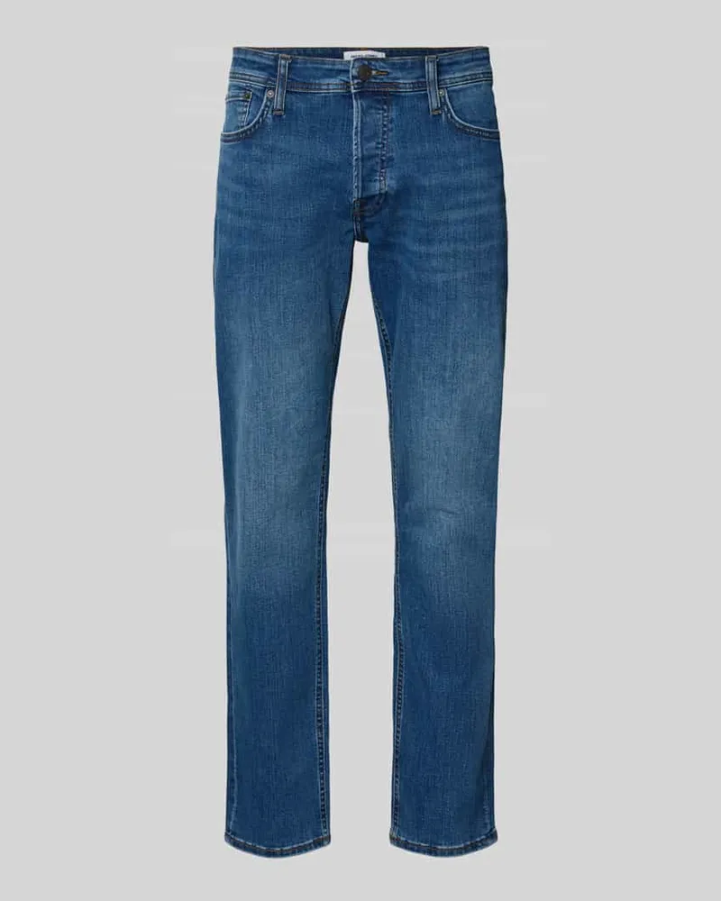 Jack & Jones Straight Fit Jeans im 5-Pocket-Design Modell 'Mike Dunkelblau