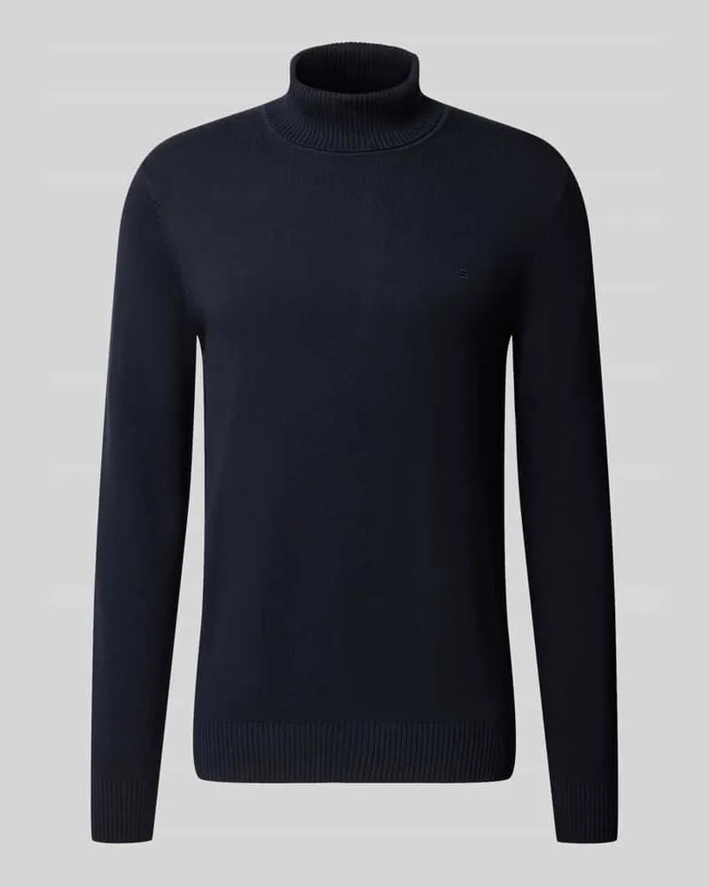 Christian Berg Regular Fit Strickpullover aus Baumwoll-Woll-Mix mit Rollkragen Marine