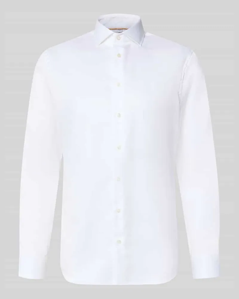 JAKE*S Slim Fit Businesshemd aus reiner Baumwolle Weiss