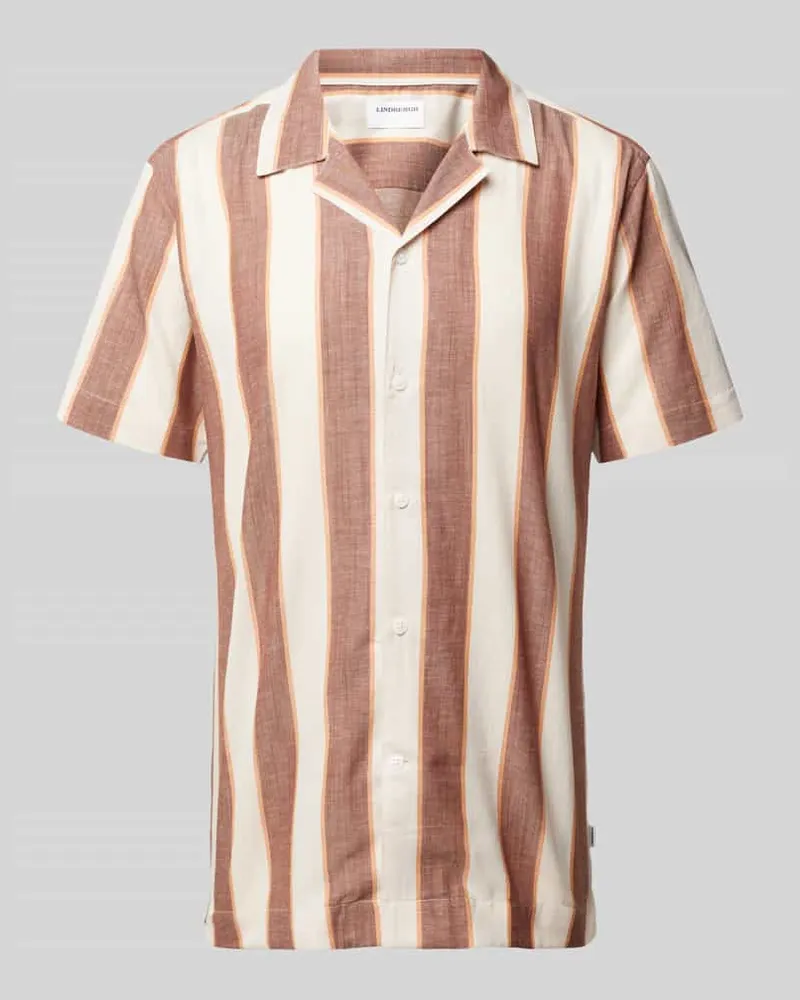 Lindbergh Relaxed Fit Freizeithemd aus Baumwoll-Leinen-Mix Rostrot