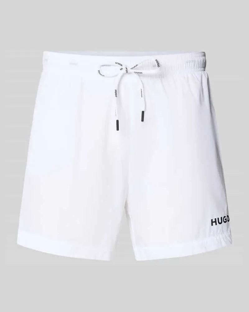 HUGO BOSS Badeshorts mit Label-Print Modell 'HAITI Weiss